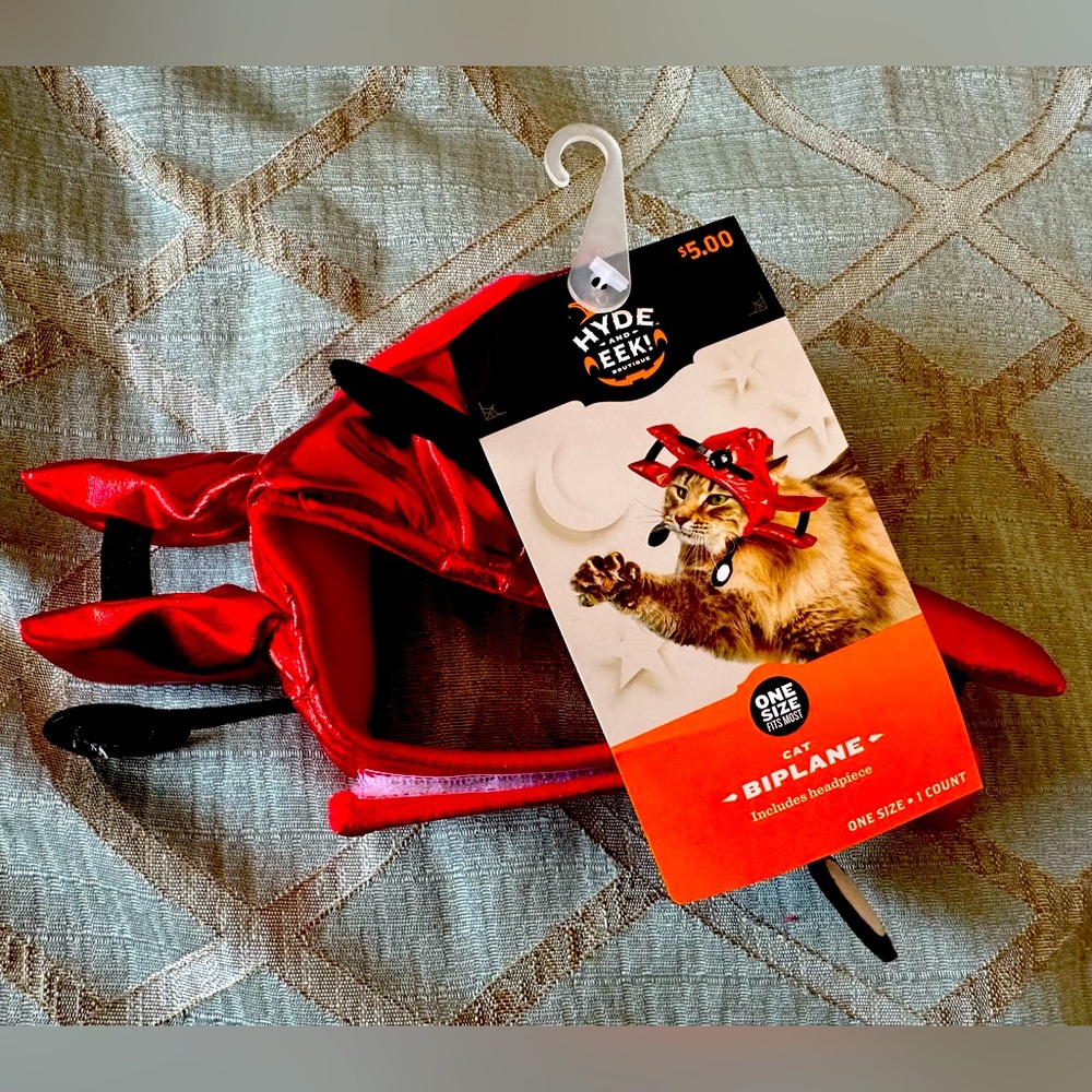 New Hyde and Eek boutique one size cat biplane head piece Halloween dress up pet